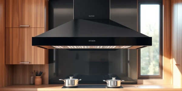 Enhance your kitchen's elegance with a modern 90cm cooker hood in black.